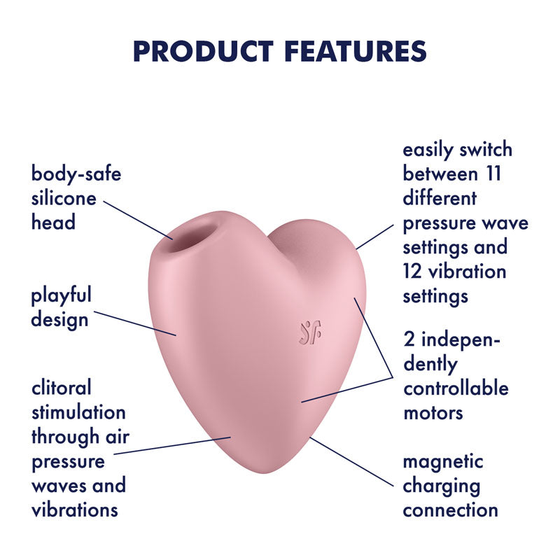 Satisfyer Cutie Heart Vibrator Pink Light Red Air Pulsation Stimulator > Sex Toys For Ladies > Air Pulsation - Tophatter Daily Deals