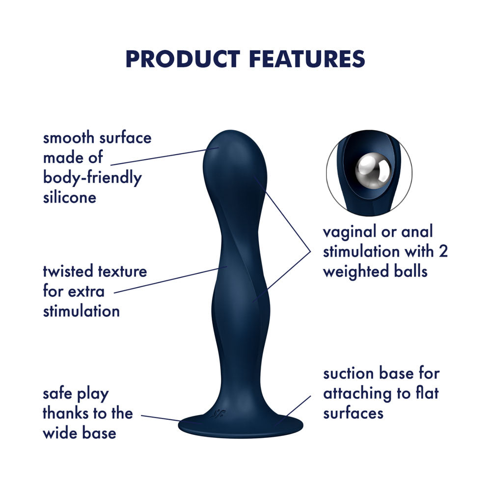 Satisfyer Double Ball-R Dildo Blue 7 Inch Pleasure Toy > Anal Range > Vibrating Butt Plugs - Tophatter Daily Deals