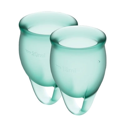 Satisfyer Feel Confident (Dark Green) – Medical Grade Silicone Menstrual Cup Kit 15ml and 20ml Reusable > Essentials > Menstrual Products - Tophatter Daily Deals