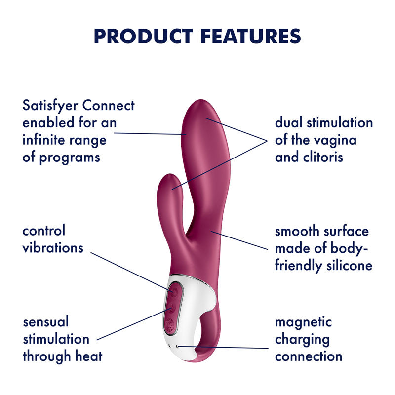 Satisfyer Heated Affair Warming Rabbit Vibrator in Burgundy with Bluetooth Connectivity > Vibrators > Ladies > Rabbit - Tophatter Daily Deals