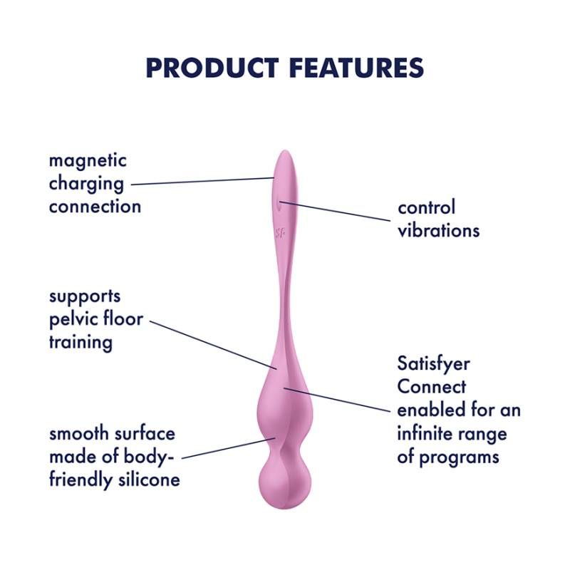 Satisfyer Love Birds 1 Kegel Trainer 73.8g with Connect App Pink > Sex Toys For Ladies > Kegel Exercise - Tophatter Daily Deals