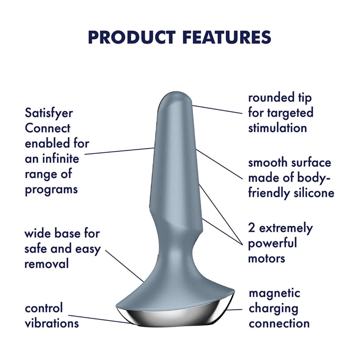 Satisfyer Plug-ilicious 2 Ice Blue - Vibrating Plug > Anal Range > Vibrating Butt Plugs - Tophatter Daily Deals