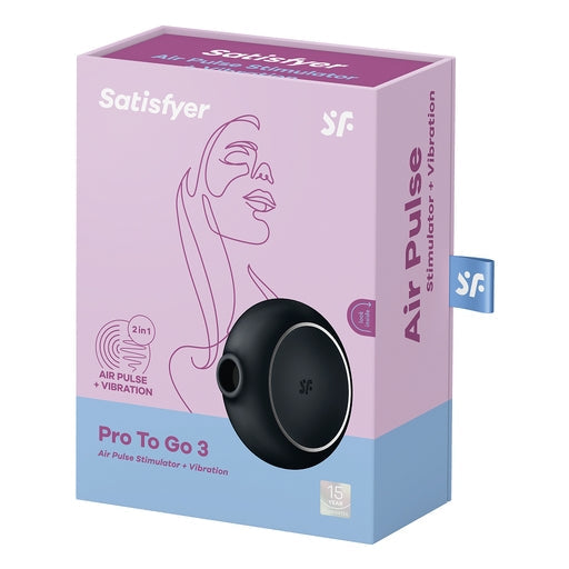 Satisfyer Pro To Go 3 Black Compact Silicone Air Pulse Vibrator with Pressure Waves and Vibration > Sex Toys For Ladies > Air Pulsation - Tophatter Daily Deals