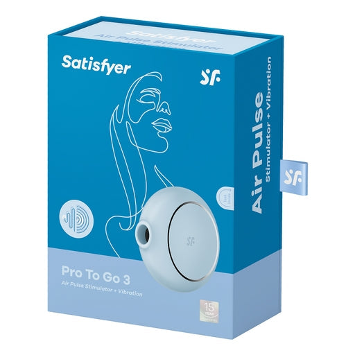 Satisfyer Pro To Go 3 Blue Compact Silicone Air Pulse Vibrator with Vibration > Sex Toys For Ladies > Air Pulsation - Tophatter Daily Deals