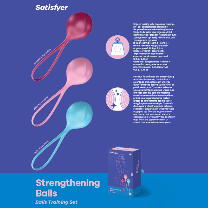 Satisfyer Strengthening Balls Weighted Kegel Balls Set of 3 > Sex Toys For Ladies > Kegel Exercise - Tophatter Daily Deals