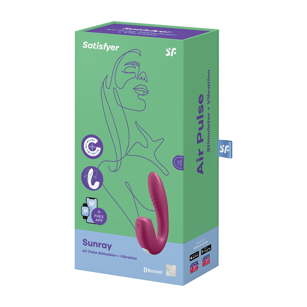 Satisfyer Sunray Berry Silicone Rabbit Air Pulse Stimulator with Vibration and App Control > Vibrators > Ladies > Rabbit - Tophatter Daily Deals