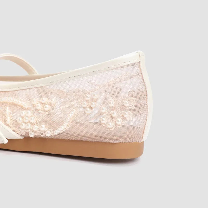 Lightweight Women’s Ballet Flats - Mary Jane Mesh, Beaded - Tophatter Daily Deals