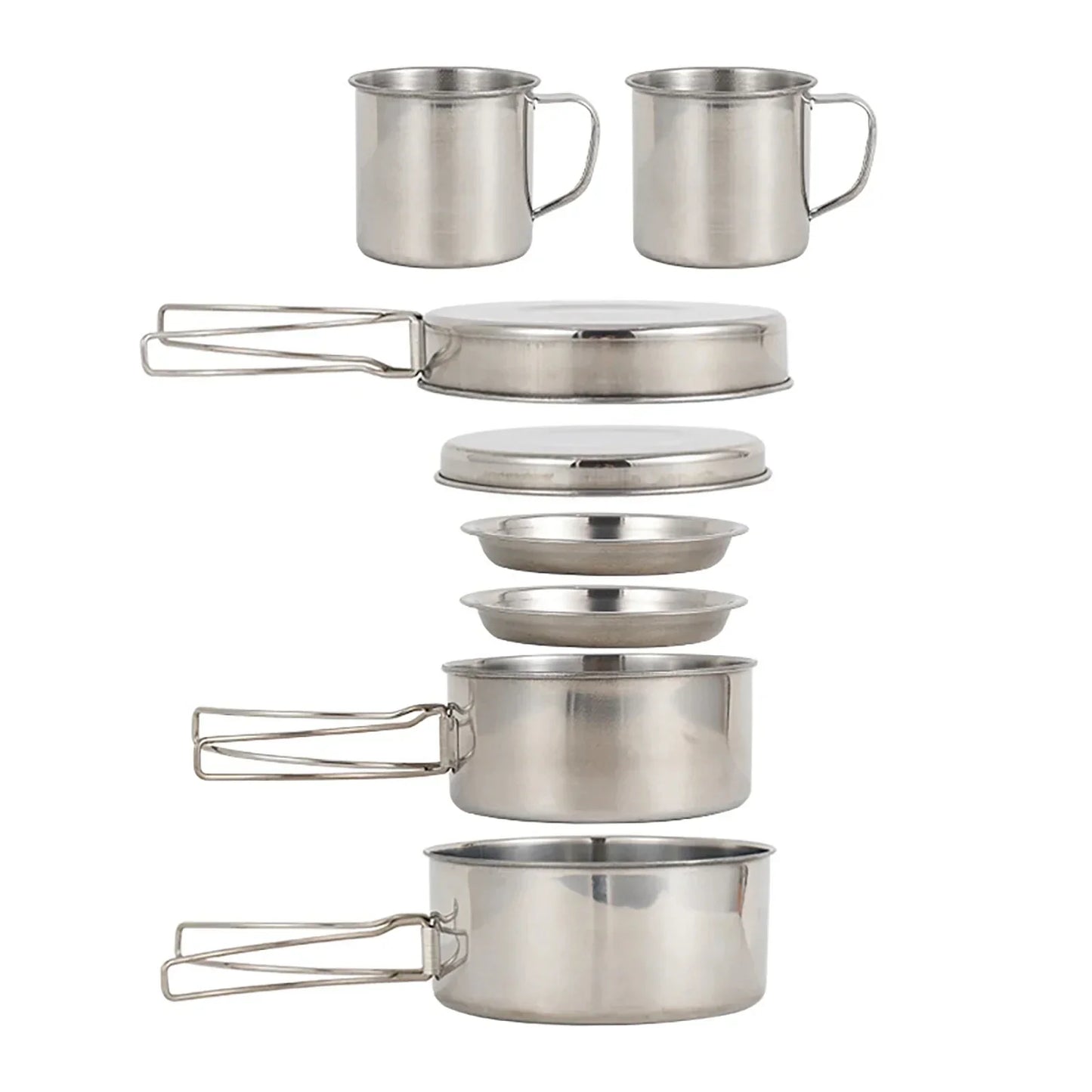 8-Piece Camping Cookware Mess Kit Silver Camp Cooking - Tophatter Daily Deals