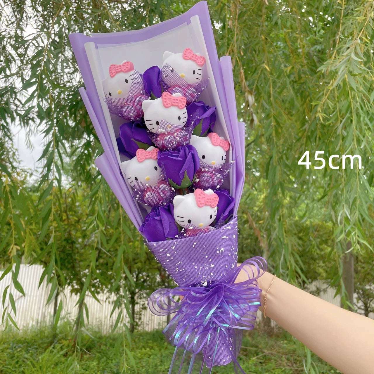 Sanrio Kawaii Hello Kitty Plush Flowers Bouquet Violet Flowers - Tophatter Daily Deals