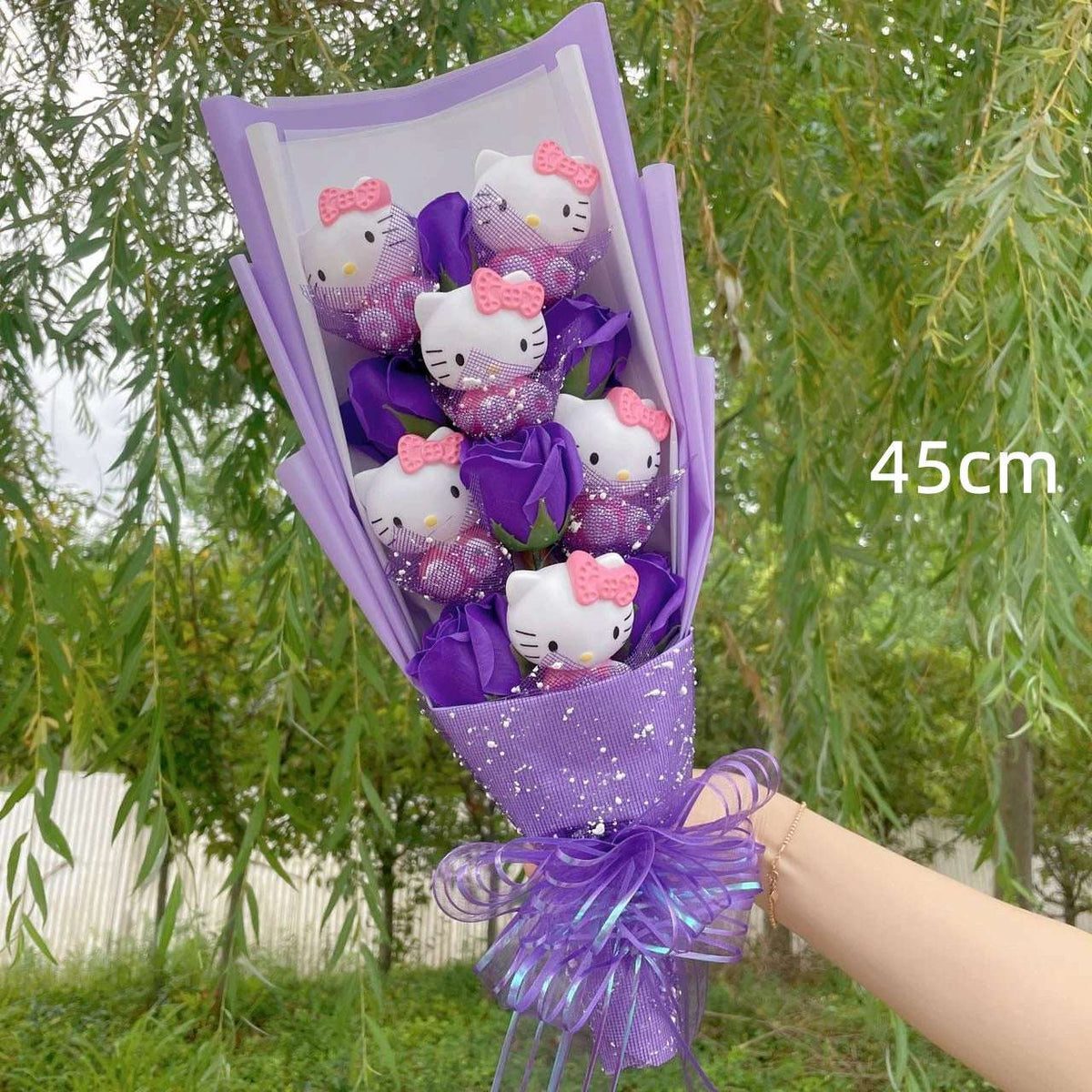 Sanrio Kawaii Hello Kitty Plush Flowers Bouquet Violet Flowers - Tophatter Daily Deals