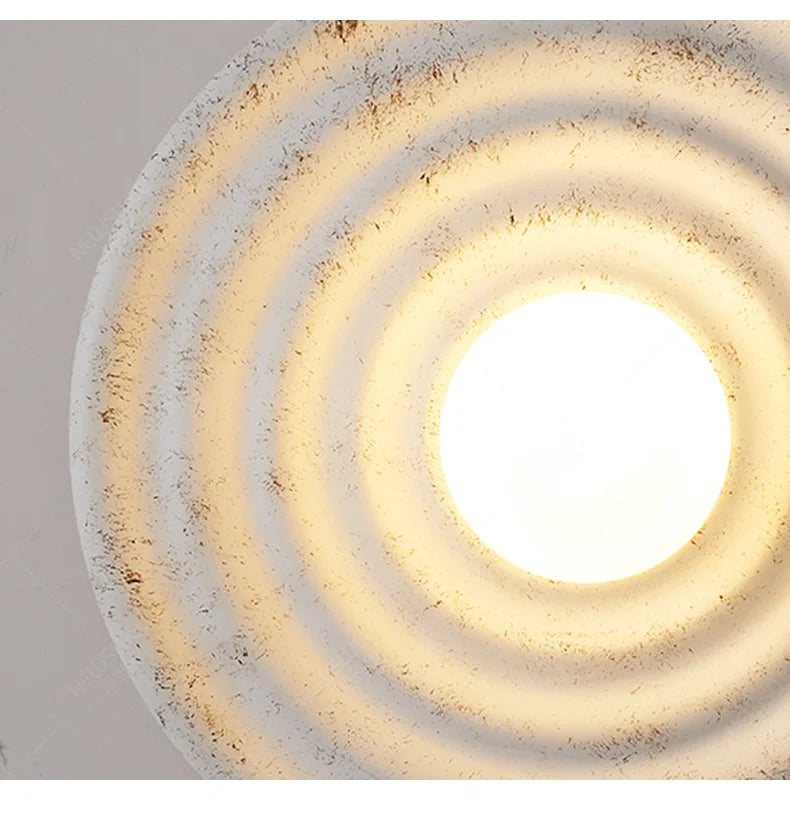 Japandi Wabi Sabi Round Wall Sconce Japanese Minimal LED Light - Tophatter Daily Deals