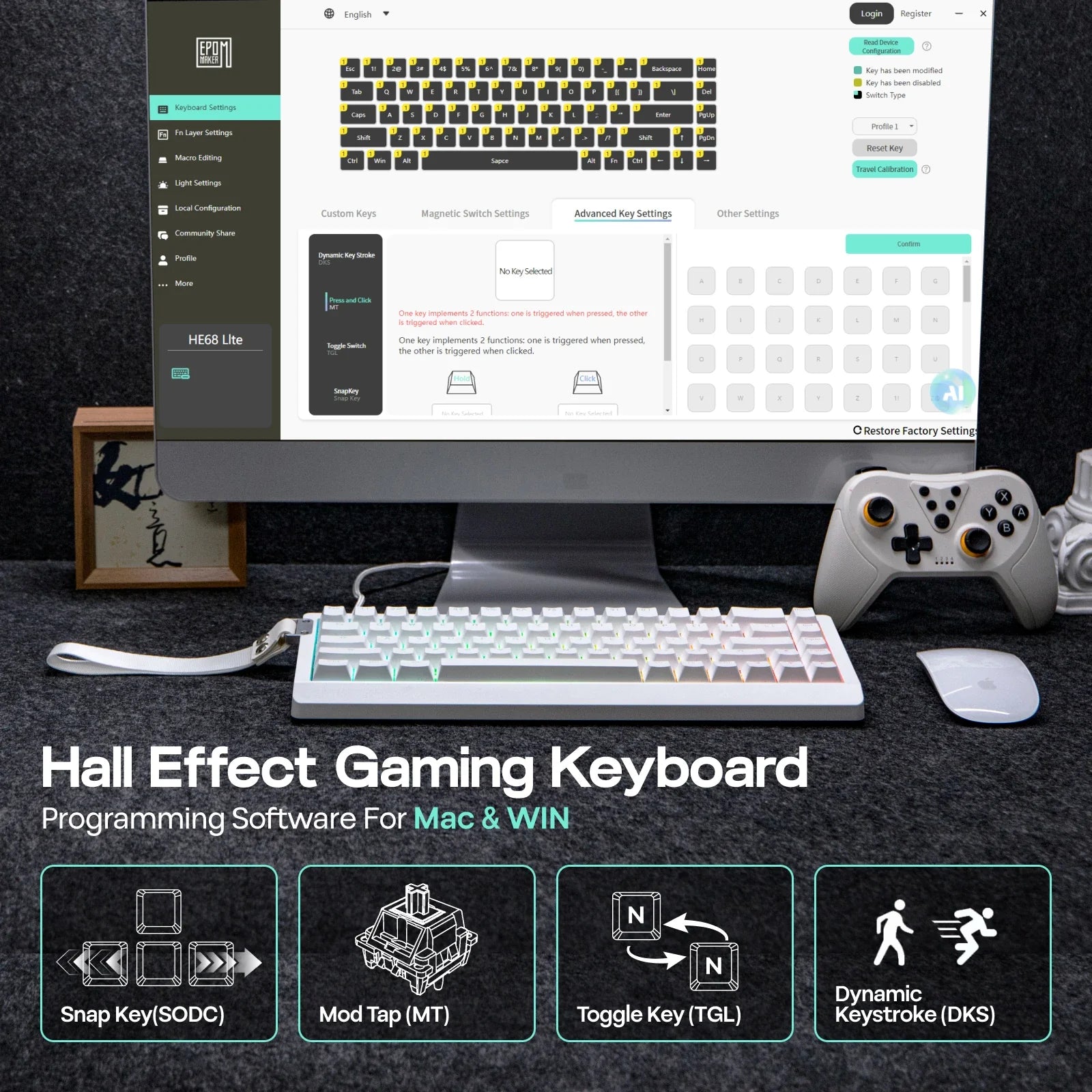 Mechanical 65 Percent Magnetic Wired Keyboard RGB Backlit - Tophatter Daily Deals