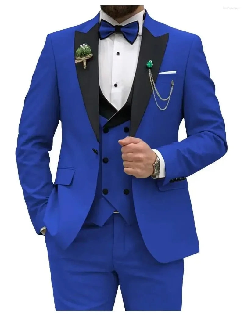 Men's Slim Fit 3-Piece Suit Formal Set (Blue) Apparel & Accessories > Clothing > Suits > Tuxedos - Tophatter Daily Deals