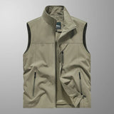 Waterproof Versatile Mens Vest - Sleeveless Polyester Khaki - Tophatter Daily Deals