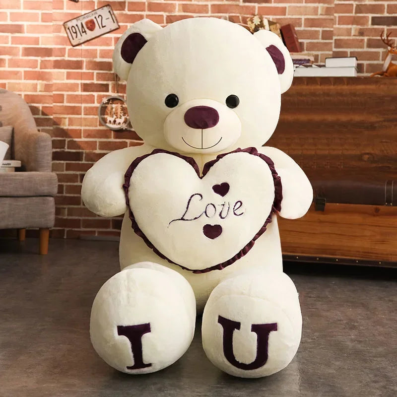 Giant Plush Bear Love Heart Teddy Birthday Anniversary Gift Beige - Tophatter Daily Deals