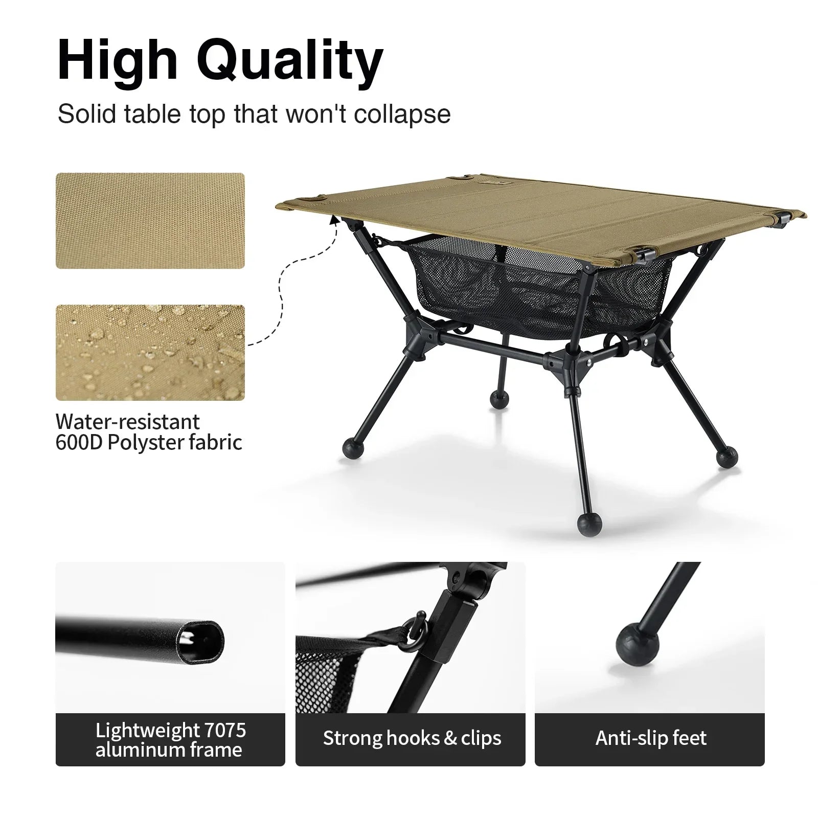 Camping Table with Mesh Storage Pouch Brown Camp Furniture - Tophatter Daily Deals