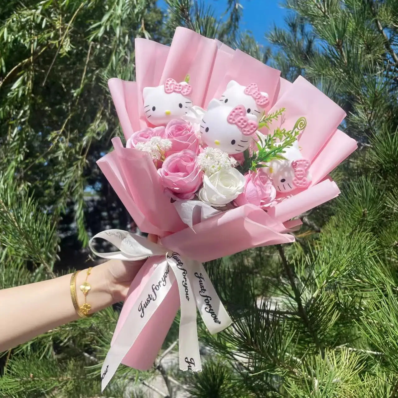Sanrio Hello Kitty Plush Bouquet Flowers Pink Roses Flowers - Tophatter Daily Deals