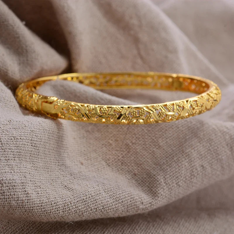 Gold Plated Bangles Luxury Arabic Wedding Bracelet style14 58-60mm - Tophatter Daily Deals
