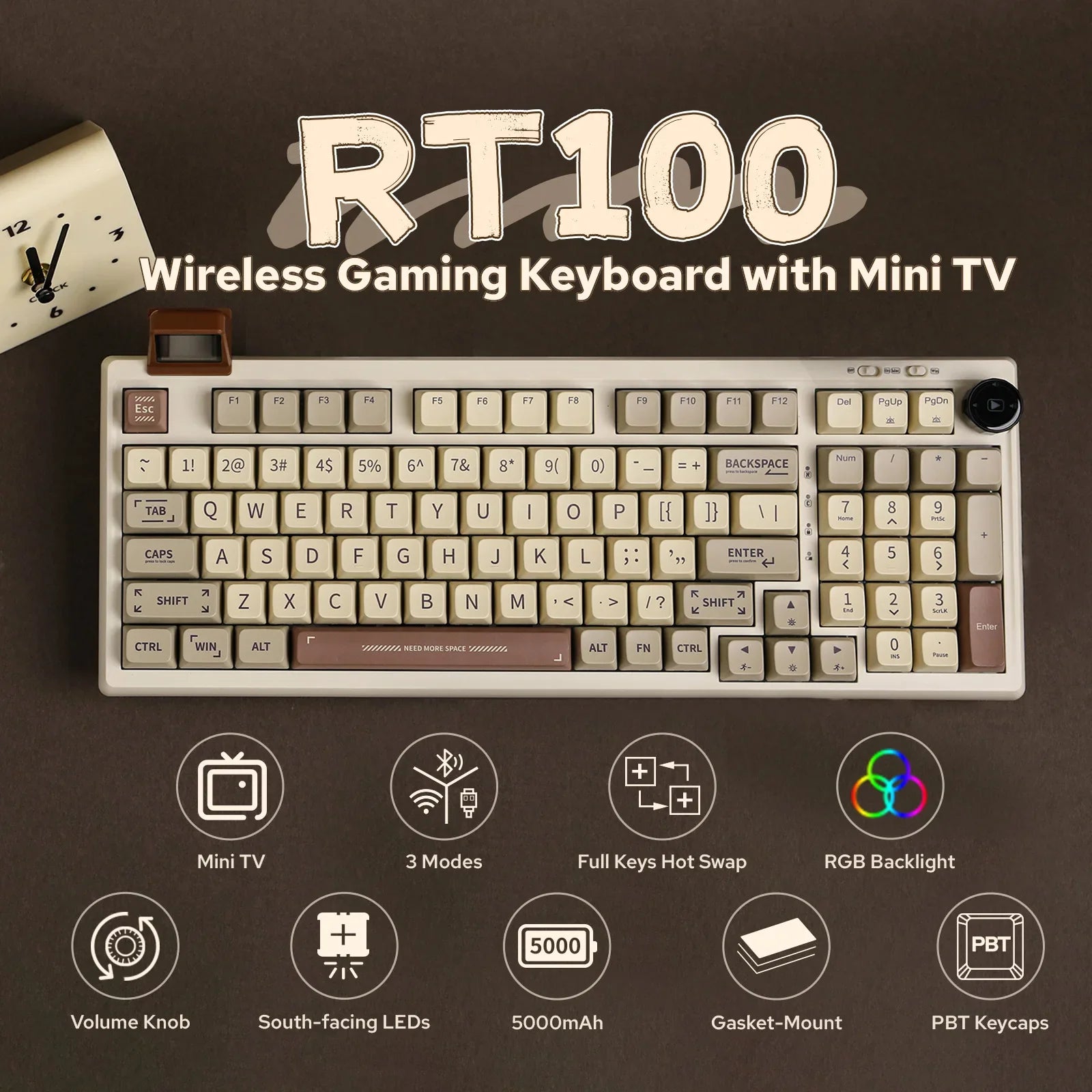 Mechanical Keyboard 97Key 95 Percent Gasket Mini Display - Tophatter Daily Deals
