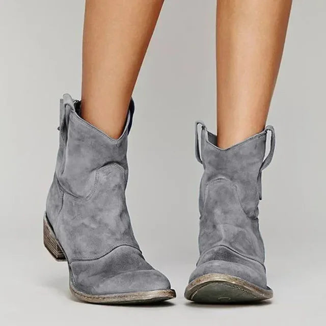 Supportive Women’s Western Ankle Boots – Suede, Everyday Gray - Tophatter Daily Deals