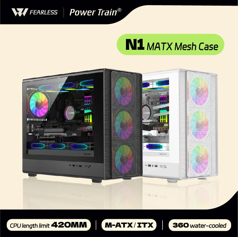 MicroATX Vertical Glass PC Case Supports 360mm Radiator - Tophatter Daily Deals