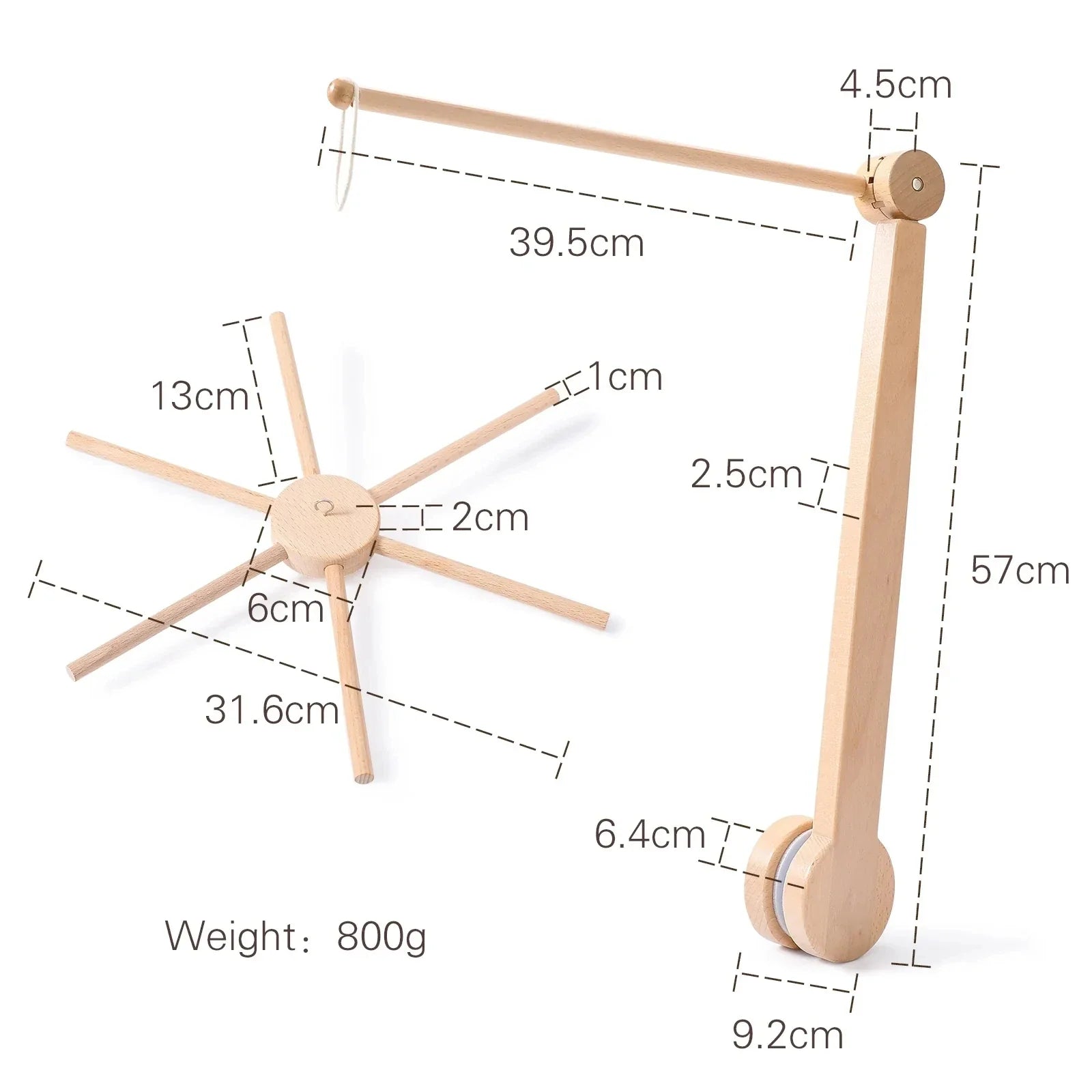 Wooden Baby Mobile Crib Arm Holder Newborn Sensory Toys supportcross - Tophatter Daily Deals