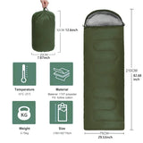 4-Season Waterproof Sleeping Bag Envelope-Style Green Sleeping Bags - Tophatter Daily Deals