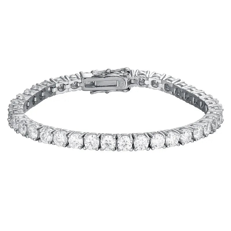 Moissanite 2mm Tennis Bracelet Sterling Silver White 4mm - Tophatter Daily Deals