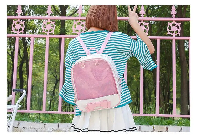 Clear Transparent Bow School Backpack Rucksack Japanese School Mythical - Tophatter Daily Deals