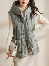Lightweight Women Hooded Down Vest - Boxy, Down, Autumn - Tophatter Daily Deals