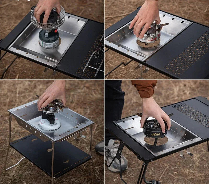 Stainless Steel Camping Furnace Plate Stove Frame Camp Cooking - Tophatter Daily Deals
