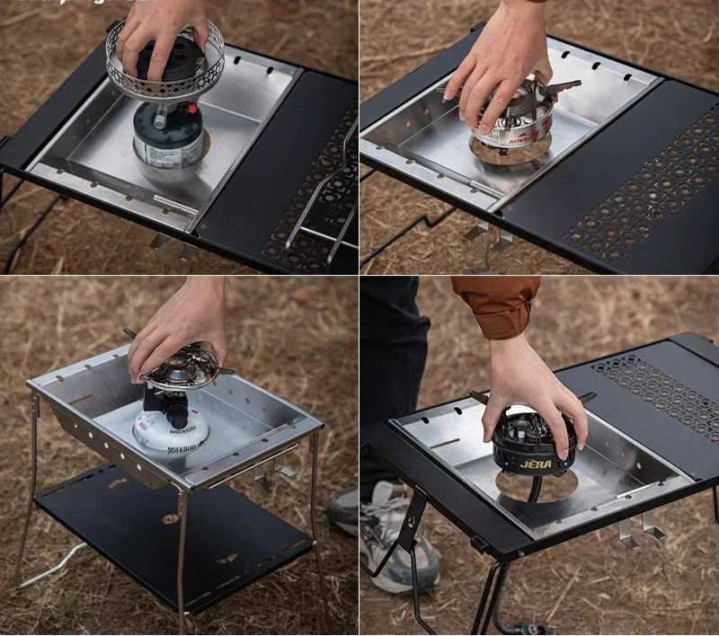 Windproof Furnace Plate Frame Camping Silver Camp Cooking - Tophatter Daily Deals