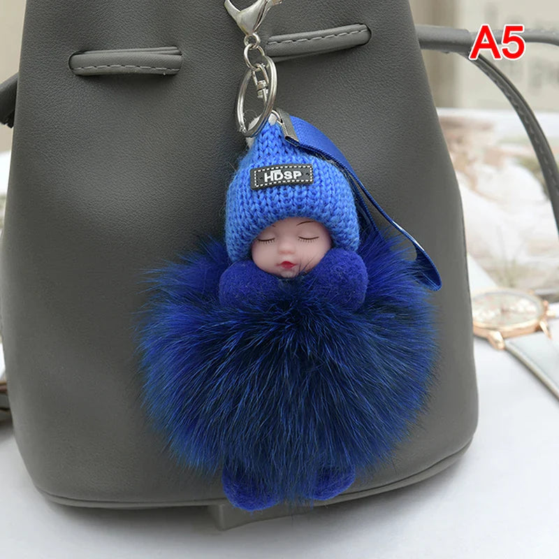 Pompom Sleeping Baby Keychain Plush Bag Charm Cute Gift A5 - Tophatter Daily Deals