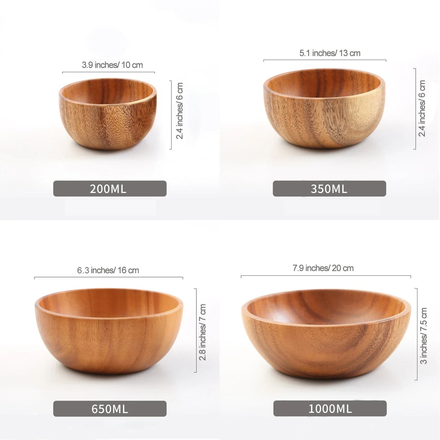 Acacia Wooden Bowl Japanese Style Salad Bowl Ramadan - Tophatter Daily Deals