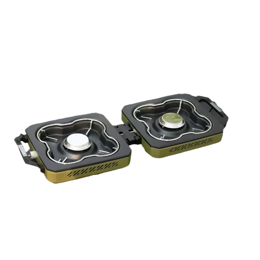 Double Burner Camping Stove High Firepower Gas Green Camp Cooking - Tophatter Daily Deals