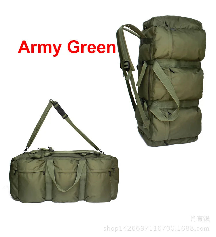 100L Tactical Backpack Waterproof Camping Duffel Green Duffel Bags - Tophatter Daily Deals