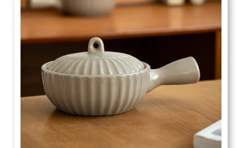 Ceramic Single Handle Bowl With Lid Japanese Style - Tophatter Daily Deals