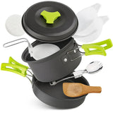 9-Piece Camping Cookware Set Green Camp Cooking - Tophatter Daily Deals