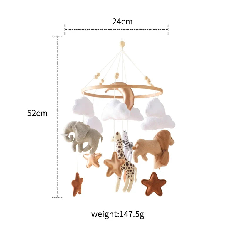 Wooden Felt Animal Crib Mobile With Soothing Calming Music - Tophatter Daily Deals