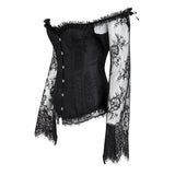Supportive Women's Corset Top - Off Shoulder, Lace Satin - Tophatter Daily Deals
