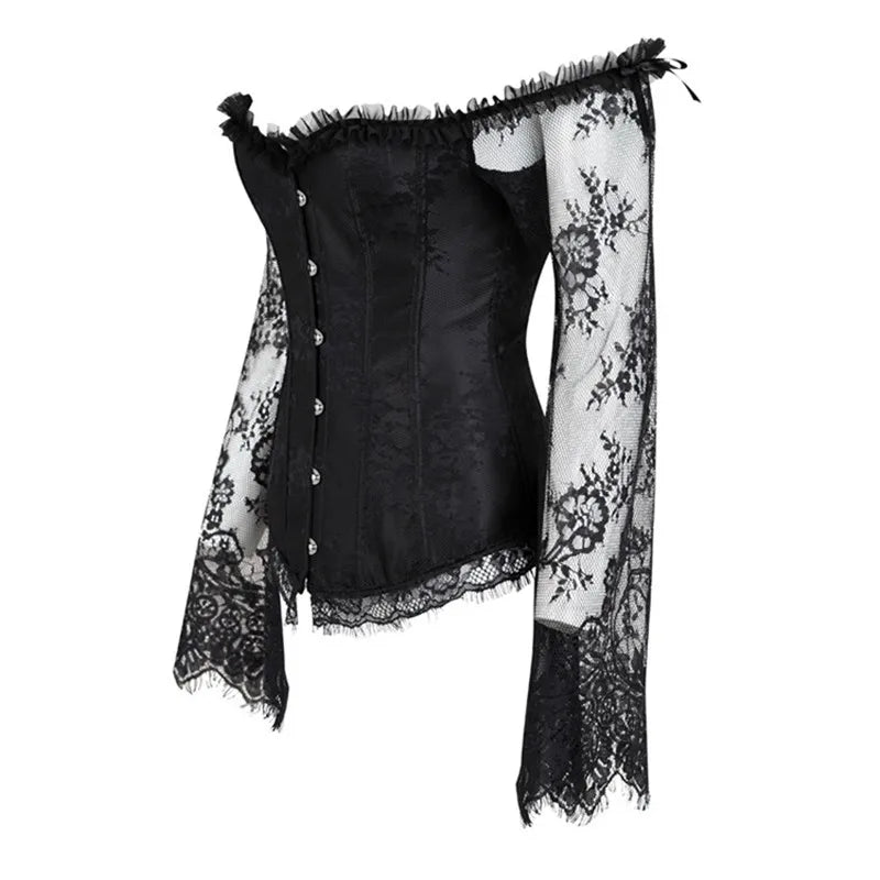Supportive Women's Corset Top - Off Shoulder, Lace Satin - Tophatter Daily Deals