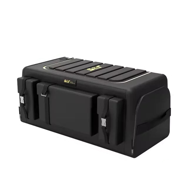 70L Foldable Storage Organizer with Lid Box Black Camp Furniture - Tophatter Daily Deals