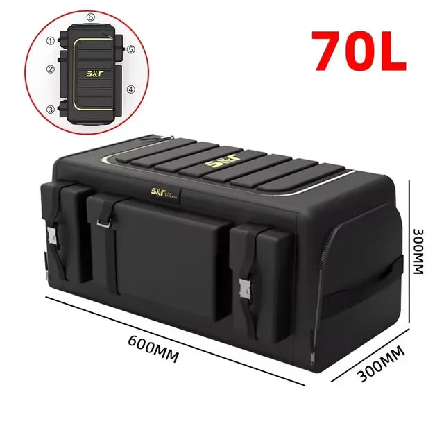 70L Foldable Storage Organizer with Lid Box Black Camp Furniture - Tophatter Daily Deals