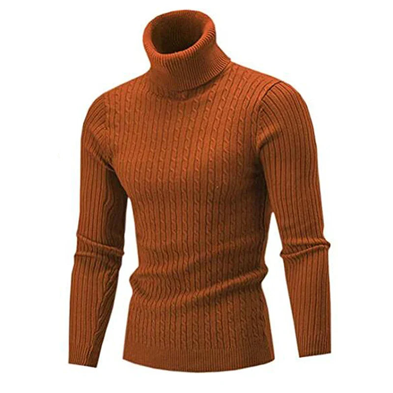 Men's Turtleneck Warm Pullover Knitted Sweater (Brown) Apparel & Accessories > Clothing > Clothing Tops > Sweaters - Tophatter Daily Deals