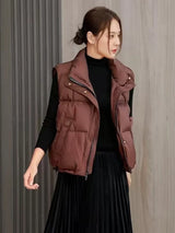 Warm Women’s Down Vest - Stand Collar, Duck Down, Winter - Tophatter Daily Deals
