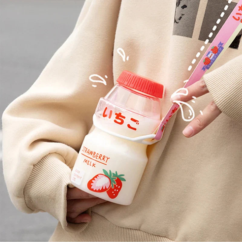 Milk Carton Shaped Water Bottle 480ml Pink, Red, Yellow, Green Food - Tophatter Daily Deals