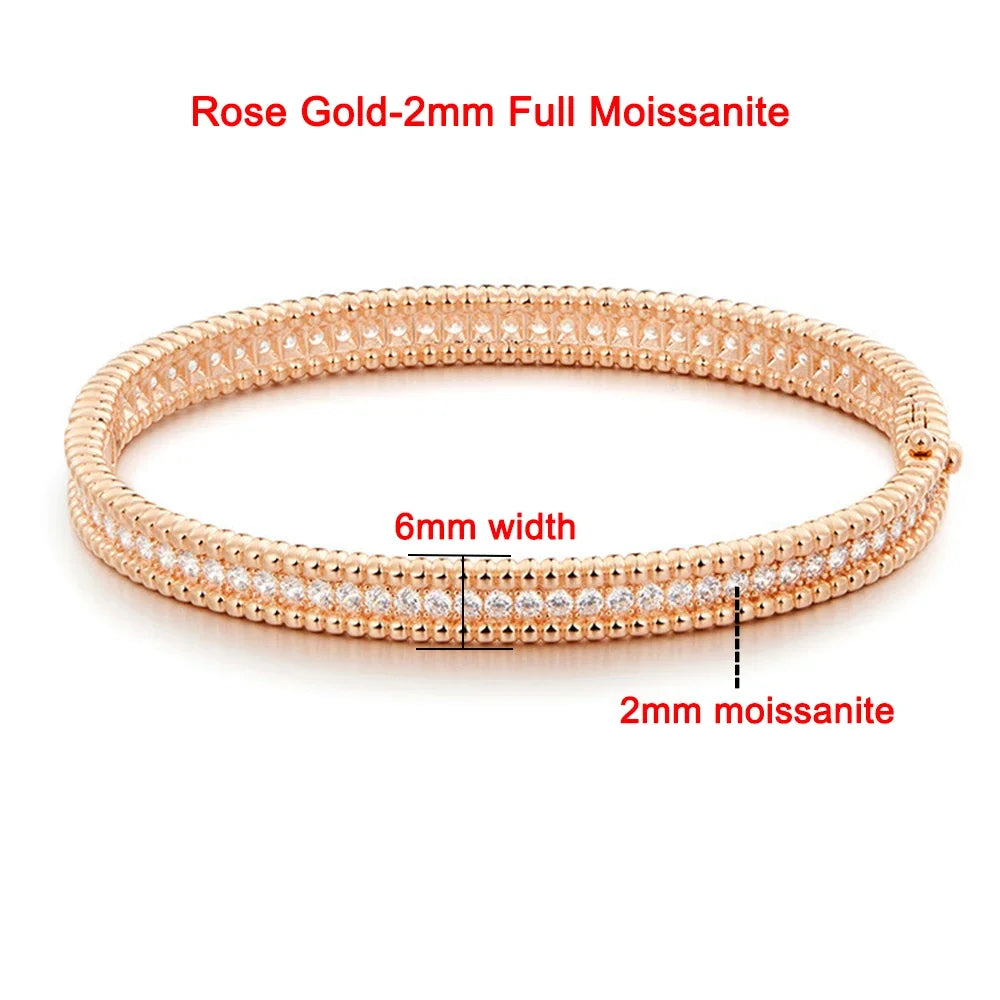 Moissanite 2mm Bracelet 18K Gold Plated Tennis Bangle Rose Gold-Moissanite - Tophatter Daily Deals