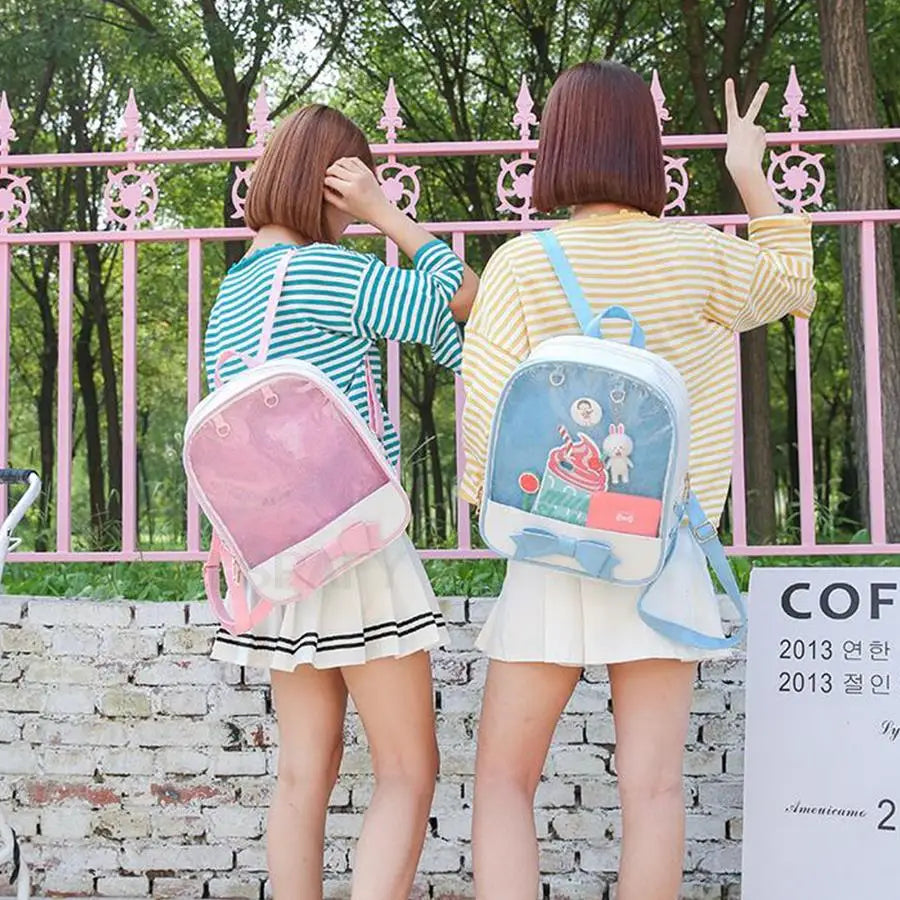 Clear Transparent Bow School Backpack Rucksack Japanese School Mythical - Tophatter Daily Deals