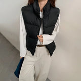 Lightweight Women's Down Vest - Cropped Boxy, Duck Fill Black - Tophatter Daily Deals