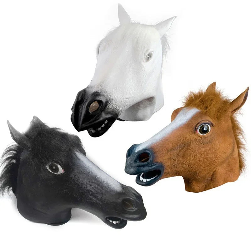 Horse Head Mask Cosplay Costume Party Funny Halloween Horse Head Mask Headgear - Tophatter Daily Deals